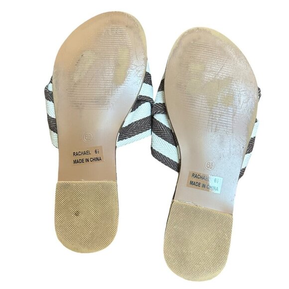 Ccocci Rachael Knotted Striped Slip-On Sandals Brown & White Women's Size 6.5 - Picture 8 of 8